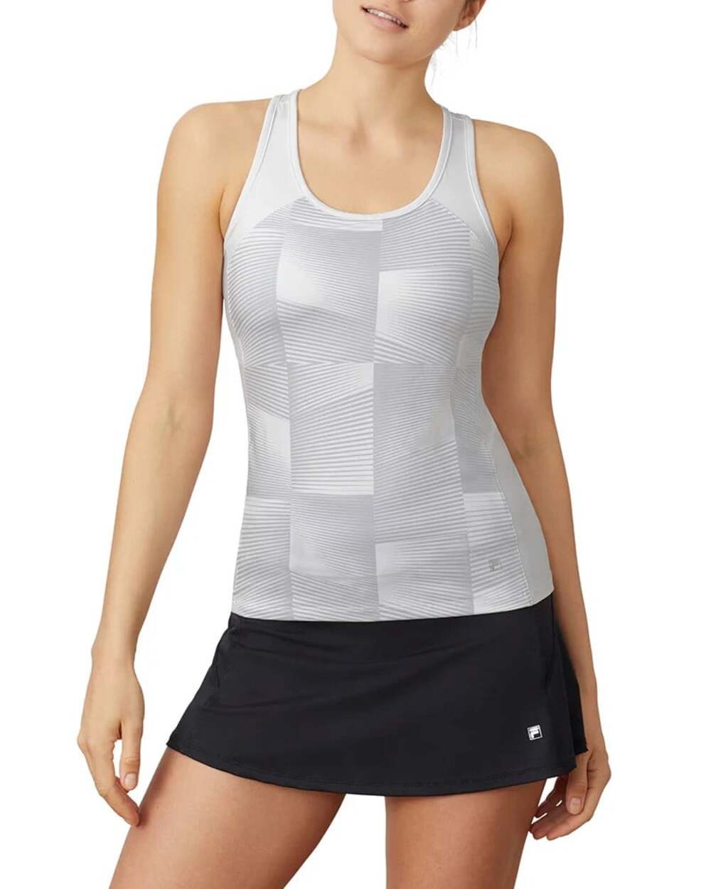Fila Core Racerback Printed tennis Team Tank White bra top Sz Medium